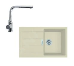 Franke Sets - Set T82, Tectonite Spoelbak S2D 611-78 En Kraan FN 0147.031, Beige/chroom 143.0675.730