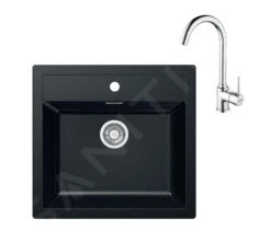 Franke Sets - Keukenset T102, Tectonite Spoelbak SID 610 En Keukenkraan FP 9000.031, Zwart/chroom 143.0675.710