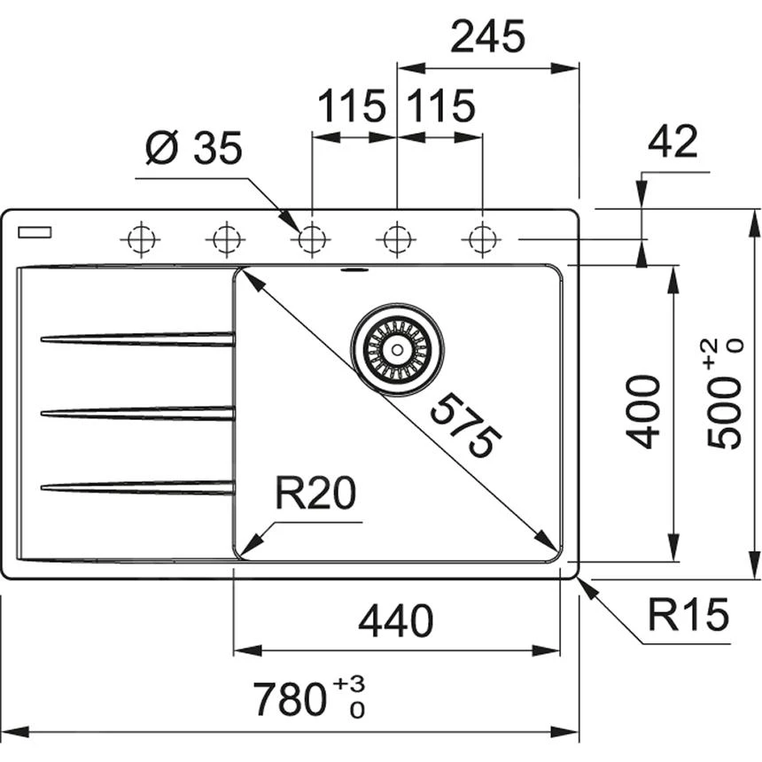 Franke Centro - Fragraniet Spoelbak CNG 611-78 TL/7, 780x500 Mm, Mat Zwart 114.0637.506 2 Franke Centro - Fragraniet Spoelbak CNG 611-78 TL/7, 780x500 Mm, Mat Zwart 114.0637.506 - Image 2