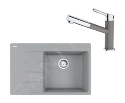 Franke Sets - Set G227, Fragraniet Spoelbak CNG 611-78 TL/7 En Keukenkraan FC 3055.084, Grijze Steen/chroom 114.0650.831