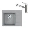 Franke Sets - Set G215, Fragraniet Spoelbak CNG 611-62 TL/2 En Keukenkraan FC 3055.084, Grijze Steen/chroom 114.0650.773
