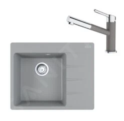Franke Sets - Set G215, Fragraniet Spoelbak CNG 611-62 TL/2 En Keukenkraan FC 3055.084, Grijze Steen/chroom 114.0650.773