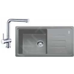 Franke Sets - Keukenset G120, BSG 611-78/39 Fragraniet Spoelbak, Grijze Steen + SAMOA Keukenkraan, Chroom 114.0440.885