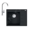 Franke Sets - Set G214, Fragraniet Spoelbak CNG 611-62 TL/2 En Keukenkraan FP 0408.031, Mat Zwart/chroom 114.0650.764