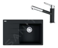 Franke Sets - Set G227, Fragraniet Spoelbak CNG 611-78 TL/7 En Keukenkraan FC 3055.071, Mat Zwart/chroom 114.0675.670
