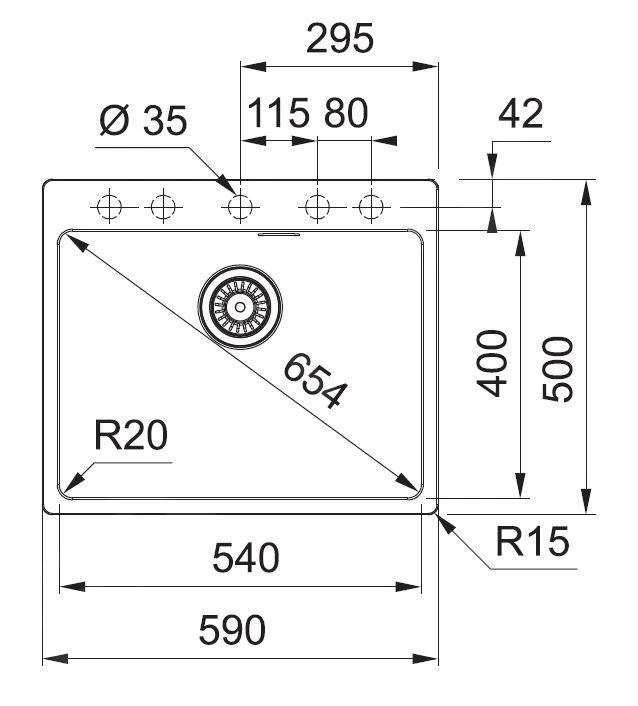 Franke Maris - Fragraniet Spoelbak MRG 610-54 FTL, 590x500 Mm, Mat Zwart 114.0661.453 2 Franke Maris - Fragraniet Spoelbak MRG 610-54 FTL, 590x500 Mm, Mat Zwart 114.0661.453 - Image 2