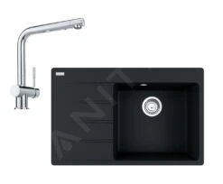 Franke Sets - Set G224, Fragraniet Spoelbak CNG 611-78 TL/7 En Keukenkraan Samoa, Onyx/chroom 114.0650.801