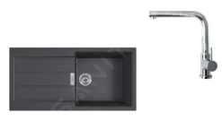 Franke Sets - Set T77, Tectonite Spoelbak S2D 611-100 En Keukenkraan FN 0147.031, Zwart/chroom 143.0616.932