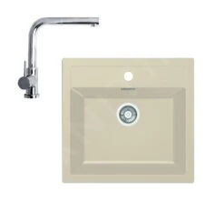 Franke Sets - Keukenset T12, Tectonite Spoelbak SID 610 En Keukenkraan FN 0147.031, Beige/chroom 143.0675.724